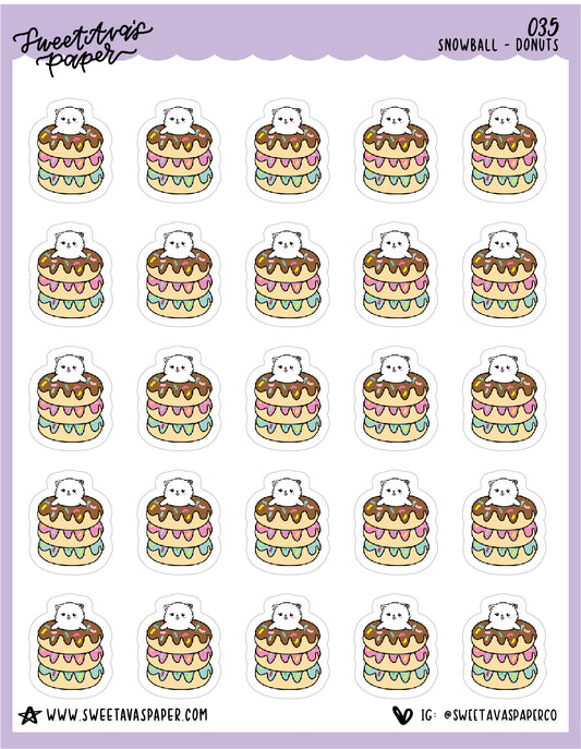 Doughnut Stack Stickers - Snowball The Cat - [035]