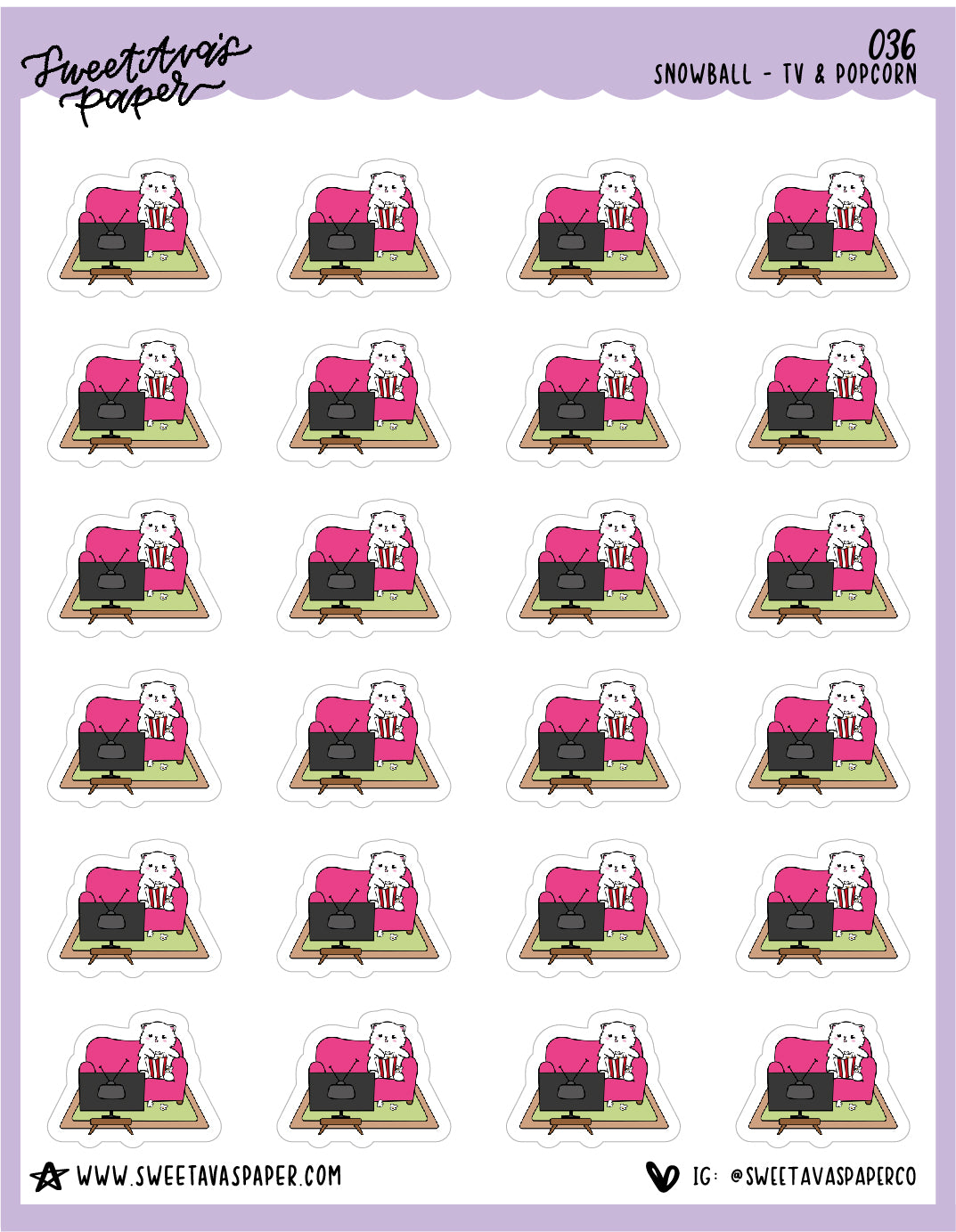 Movie Night Stickers - Snowball The Cat - [036]