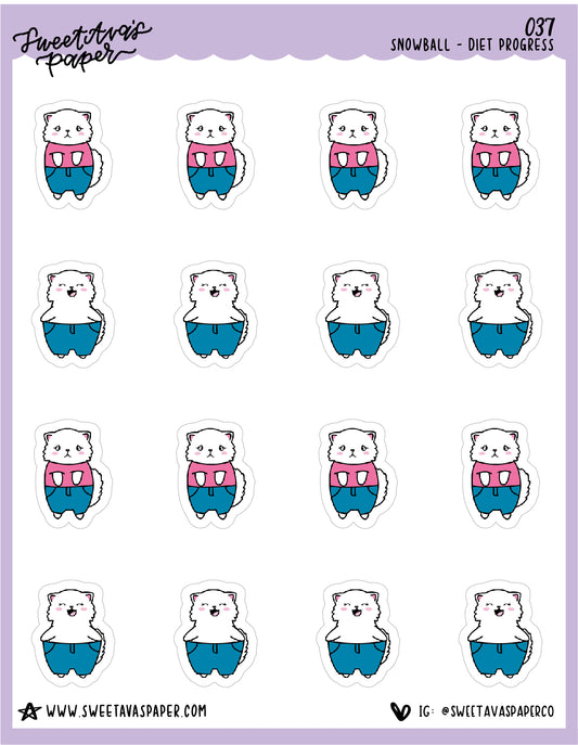 Weight Loss / Gain Stickers - Snowball The Cat - [037]