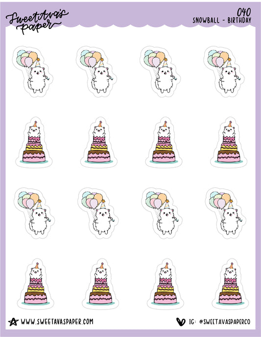 ICON SIZE - Birthday Stickers - Snowball The Cat - [040]