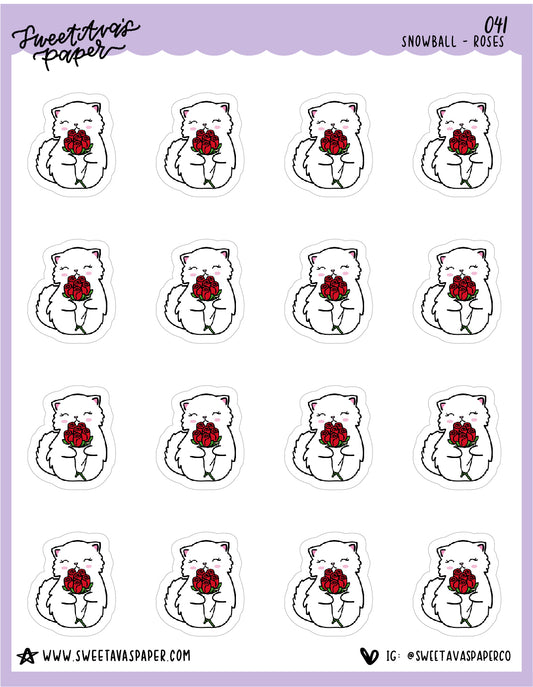 Roses Stickers - Snowball The Cat - [041]