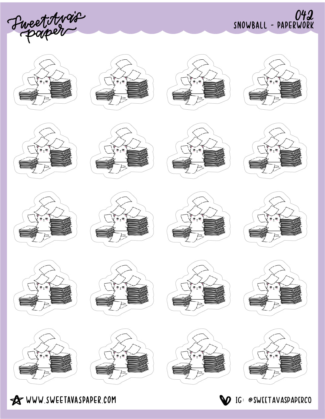 Paperwork Stickers - Snowball The Cat - [042]