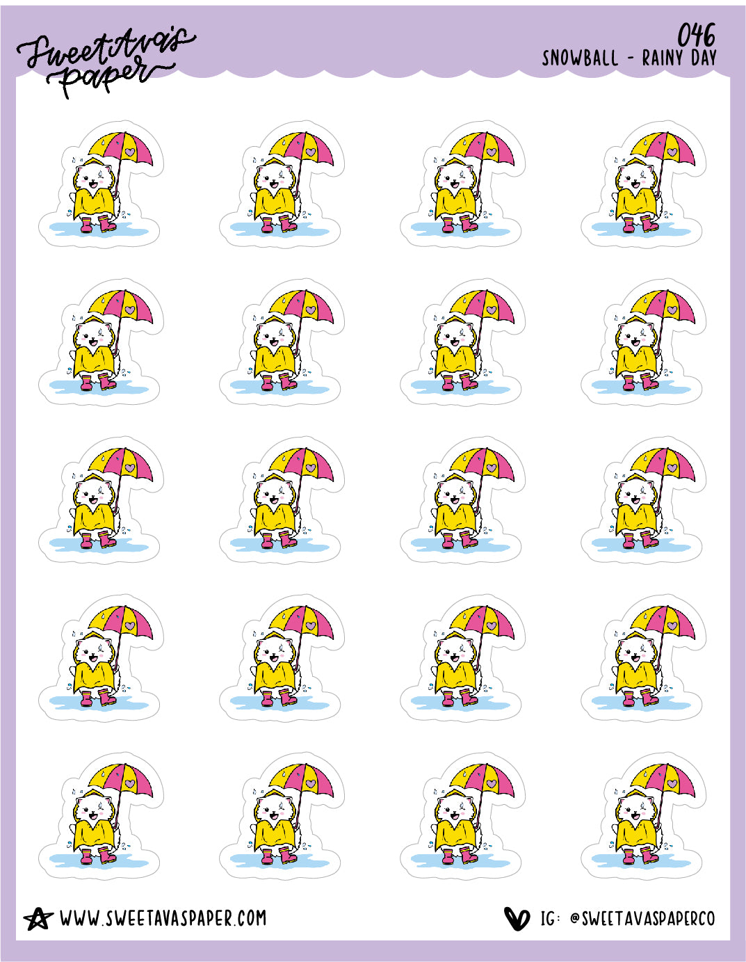 Rainy Day Stickers - Snowball The Cat - [046]