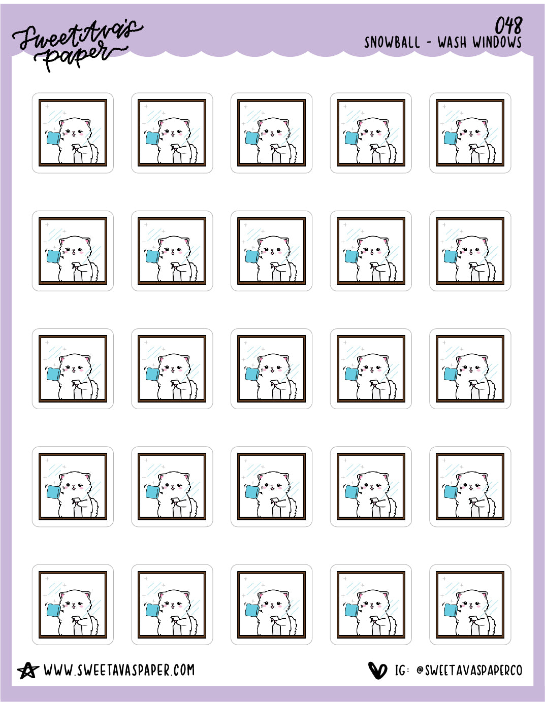 Wash The Windows Stickers - Snowball The Cat - [048]
