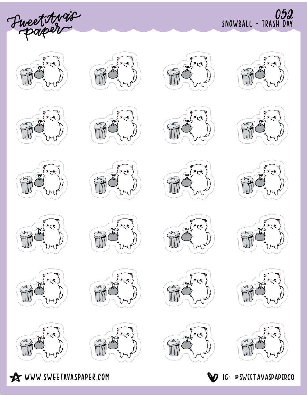ICON SIZE - Trash Day Stickers - Snowball The Cat - [052]