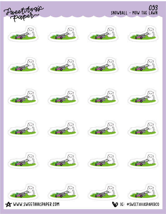 ICON SIZE - Mow the Lawn Stickers - Snowball The Cat - [053]
