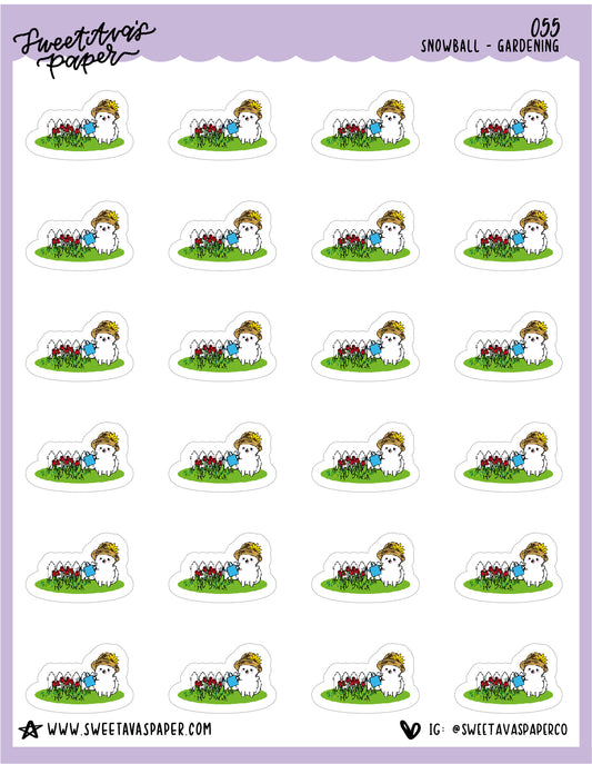 ICON SIZE - Gardening Stickers - Snowball The Cat - [055]