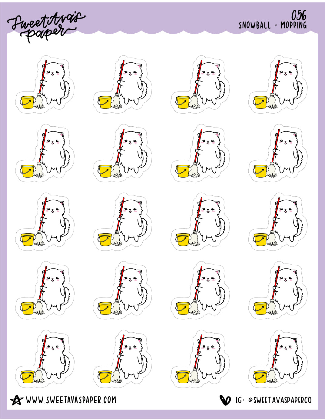 Mopping Stickers - Snowball The Cat - [056]