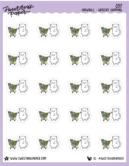 ICON SIZE - Grocery Shopping Stickers - Snowball The Cat - [057]
