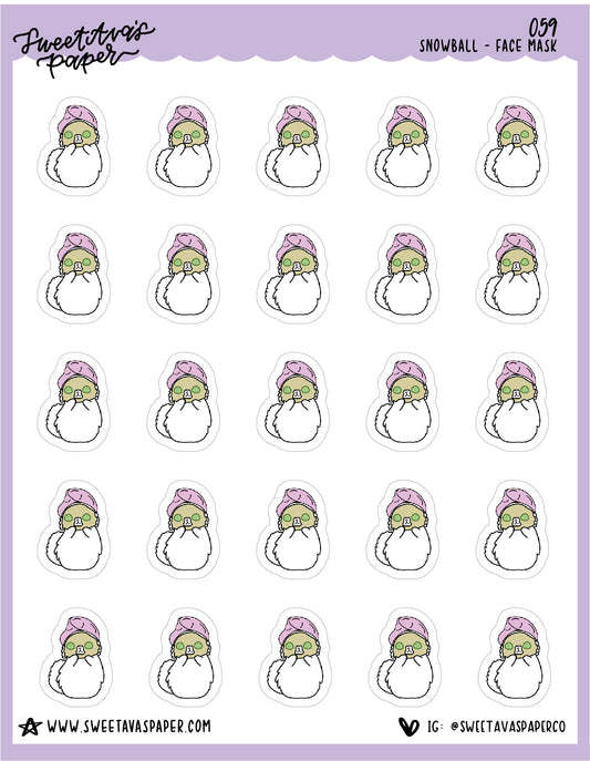 ICON SIZE - Face Mask Stickers - Snowball The Cat - [059]