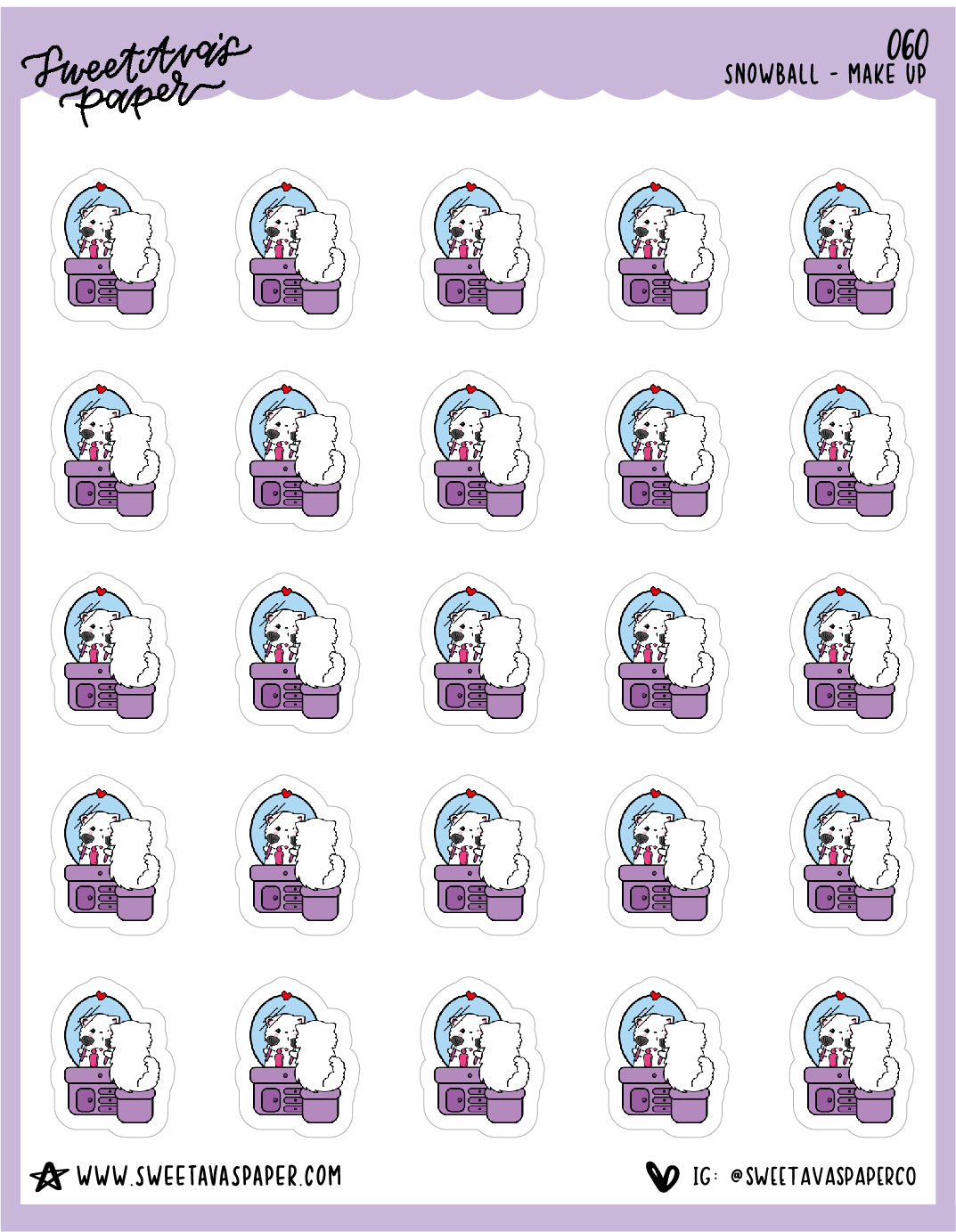 ICON SIZE - Vanity Make Up Stickers - Snowball The Cat - [060]