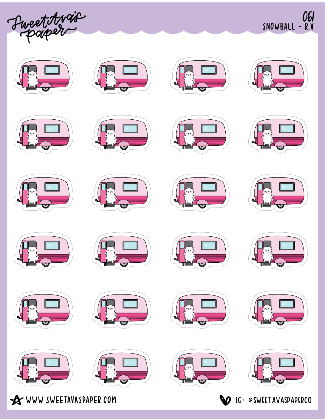 ICON SIZE - Camping Stickers - Snowball The Cat - [061]