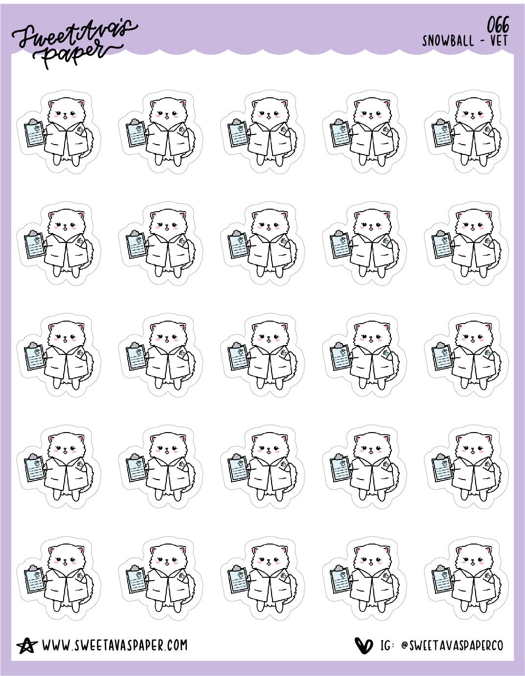 ICON SIZE - Vet Appointment Stickers - Snowball The Cat - [066]