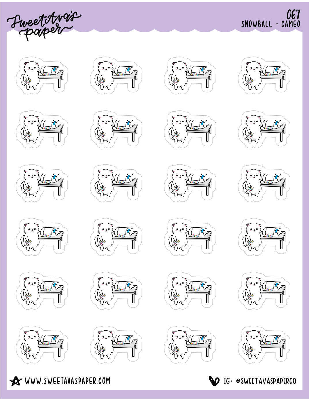 ICON SIZE - Cut Stickers Cameo Stickers - Snowball The Cat - [067]
