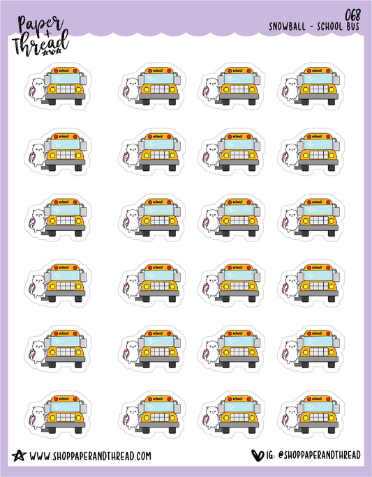 School Bus Stickers - Snowball The Cat - [068]