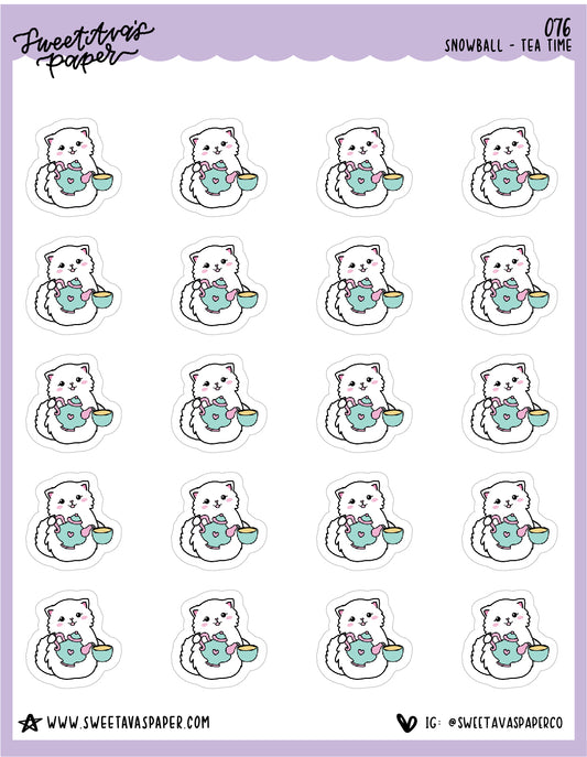 ICON SIZE - Tea Time Stickers - Snowball The Cat - [076]
