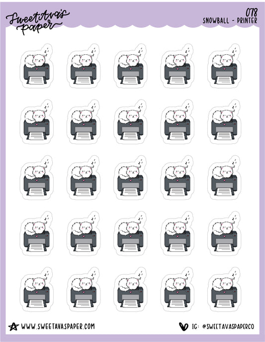 ICON SIZE - Printer Stickers - Snowball The Cat - [078]