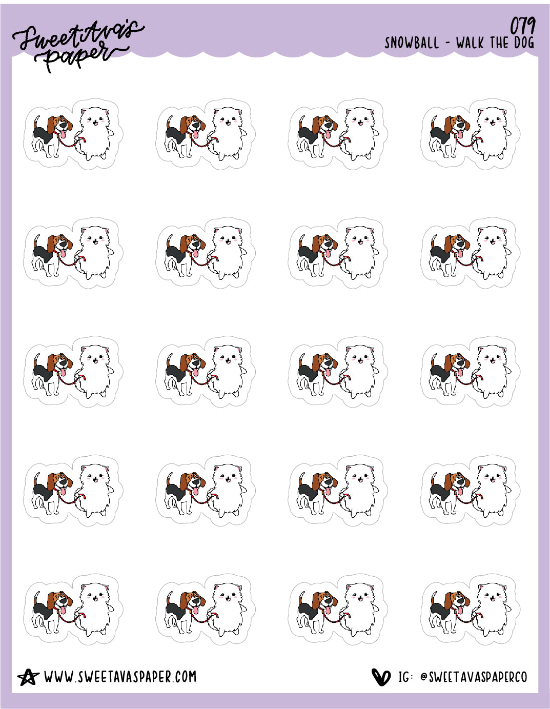 ICON SIZE - Walk The Dog Stickers - Snowball The Cat - [079]