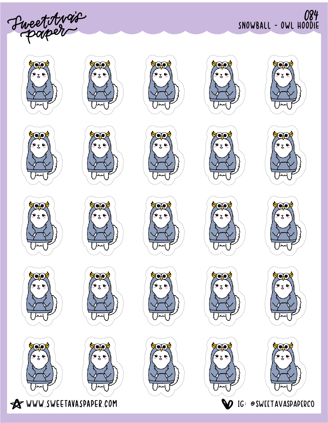 ICON SIZE - Night Owl Stickers - Snowball The Cat - [084]