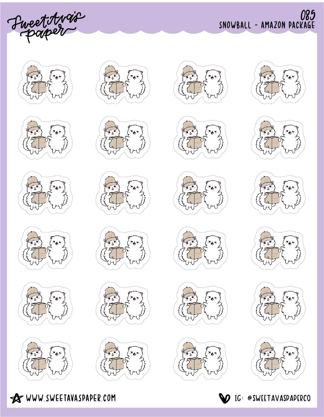 ICON SIZE - Package Delivery Stickers - Snowball The Cat - [085]