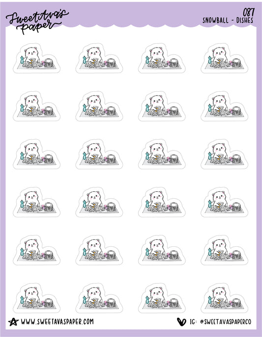 ICON SIZE - Wash The Dishes Stickers - Snowball The Cat - [087]