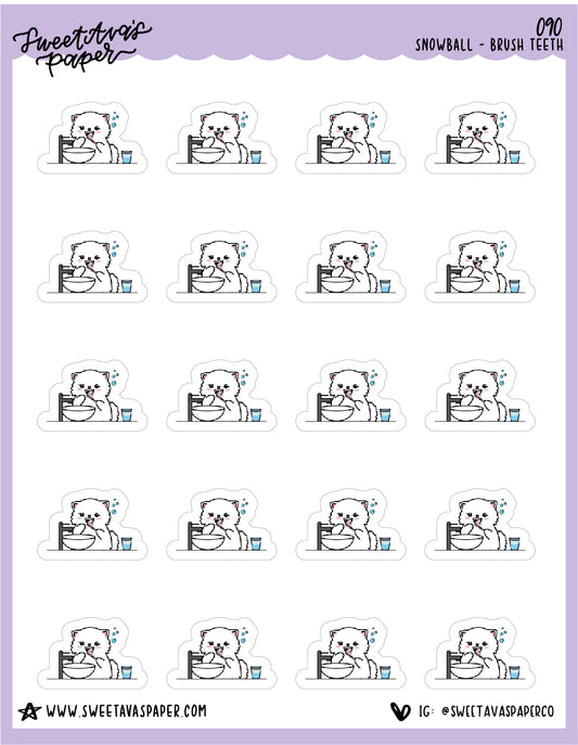 ICON SIZE - Brush Teeth Stickers - Snowball The Cat - [090]