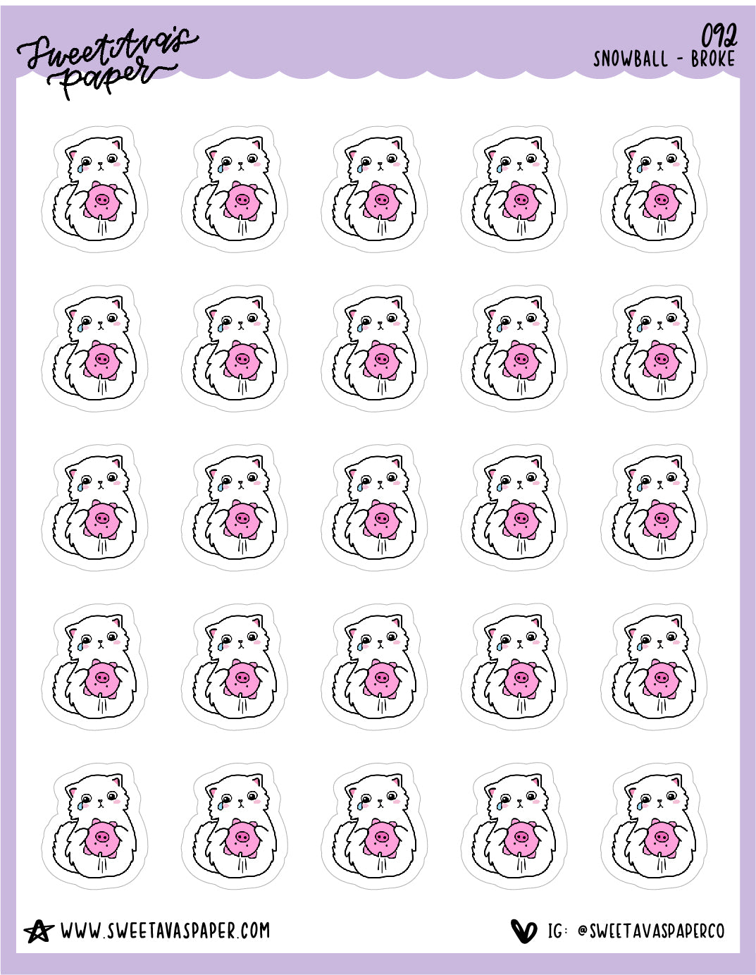 ICON SIZE - No Spend Stickers - Snowball The Cat - [092]