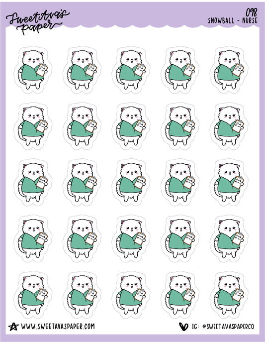 ICON SIZE - Nurse Stickers - Snowball The Cat - [098]