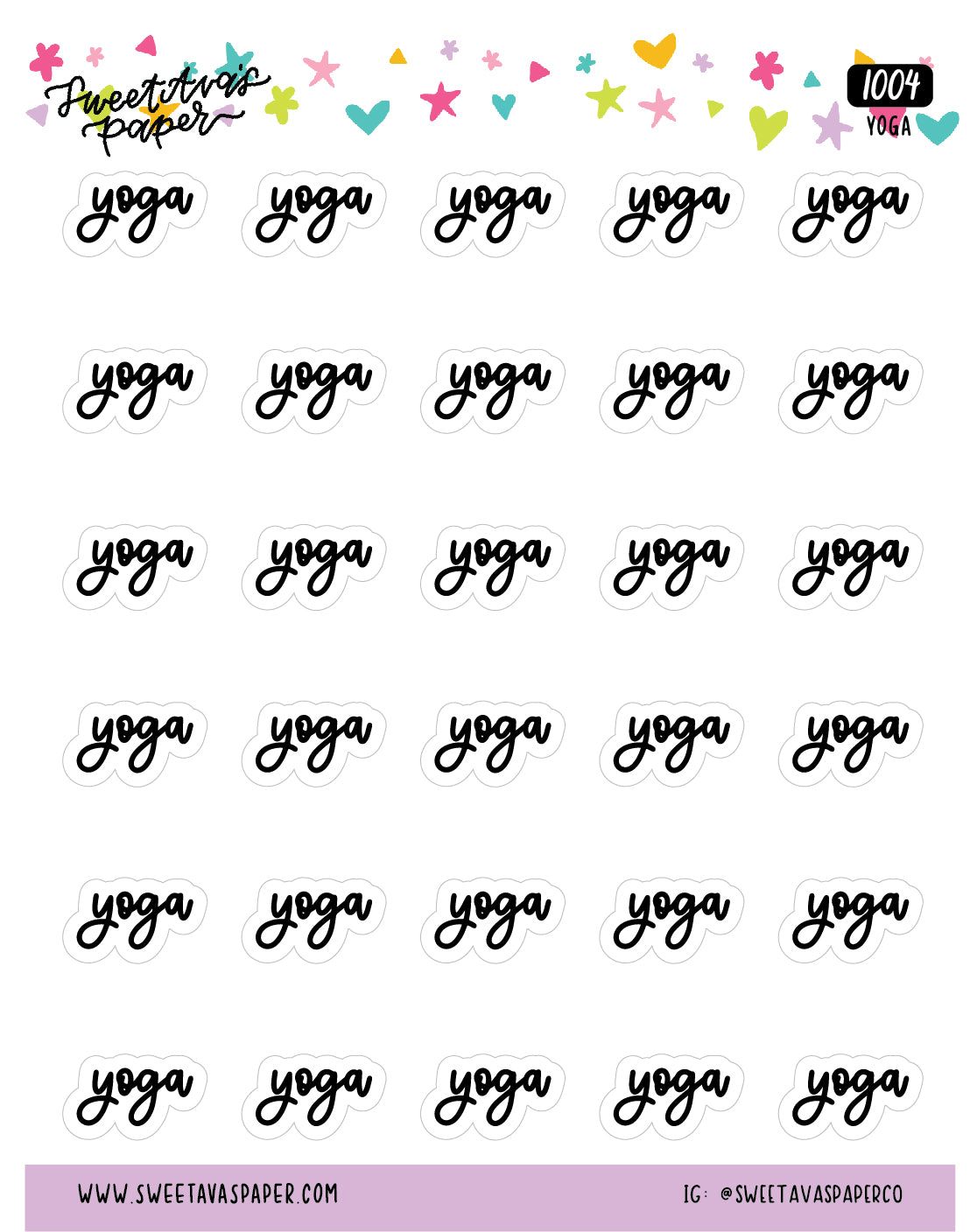 Yoga Planner Stickers - Script / Text - [1004]