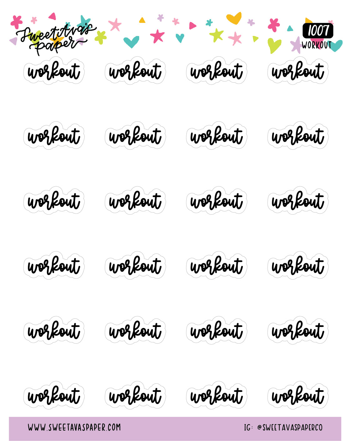 Workout Planner Stickers - Script / Text - [1007]