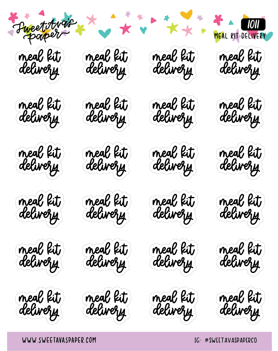 Meal Kit Delivery Planner Stickers - Script / Text - [1011]