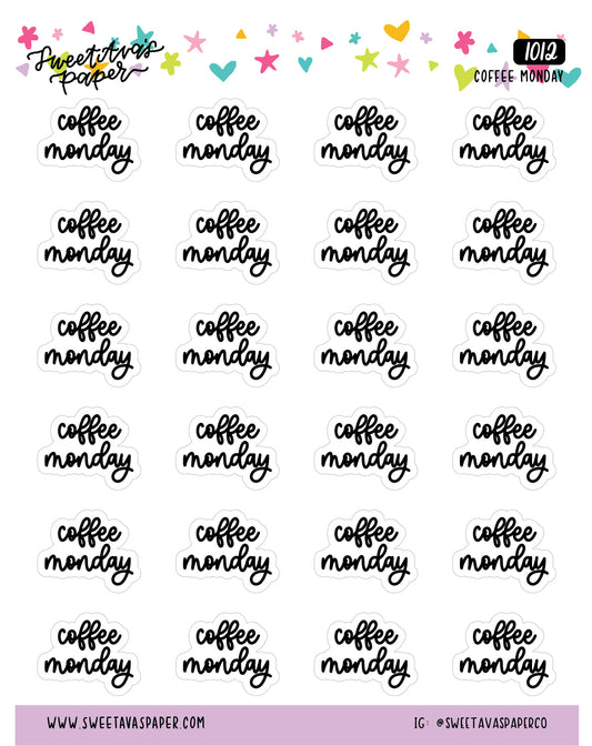 Coffee Monday Planner Stickers - Script / Text - [1012]
