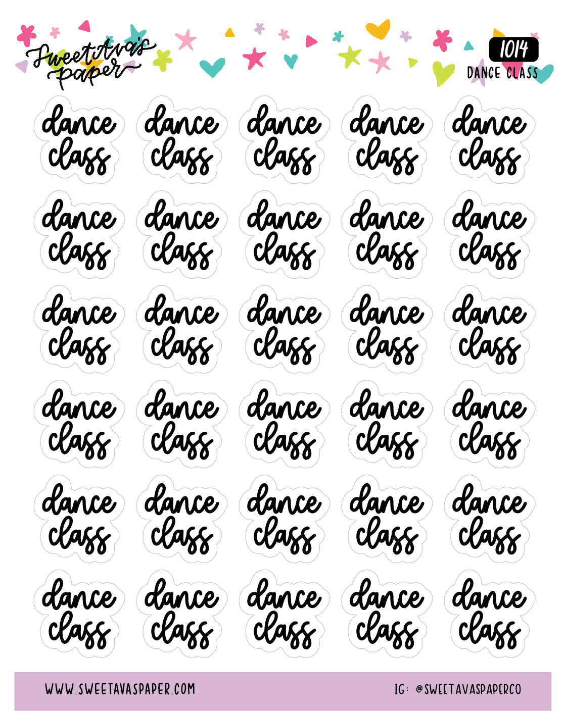 Dance Class Planner Stickers - Script / Text - [1014]