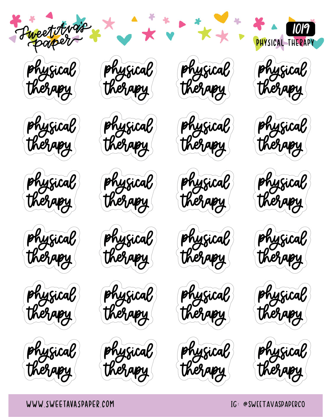 Physical Therapy Planner Stickers - Script / Text - [1019]
