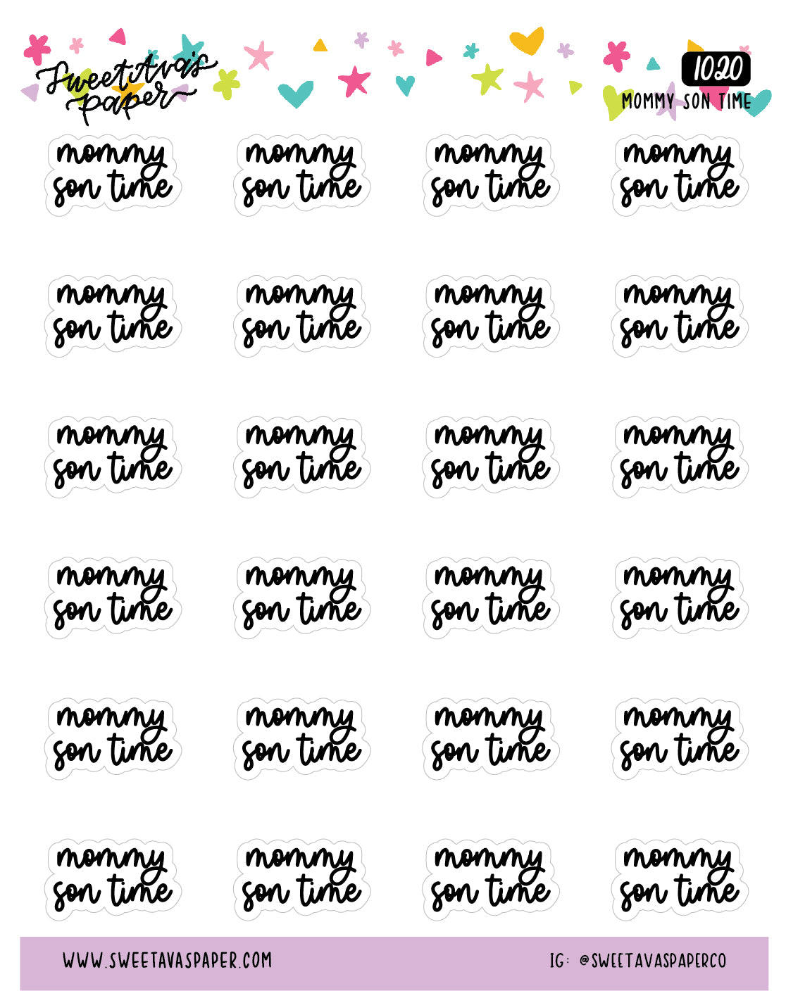 Mommy Son Time Planner Stickers - Script / Text - [1020]