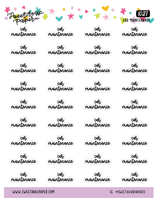 Car Maintenance Planner Stickers - Script / Text - [1027]