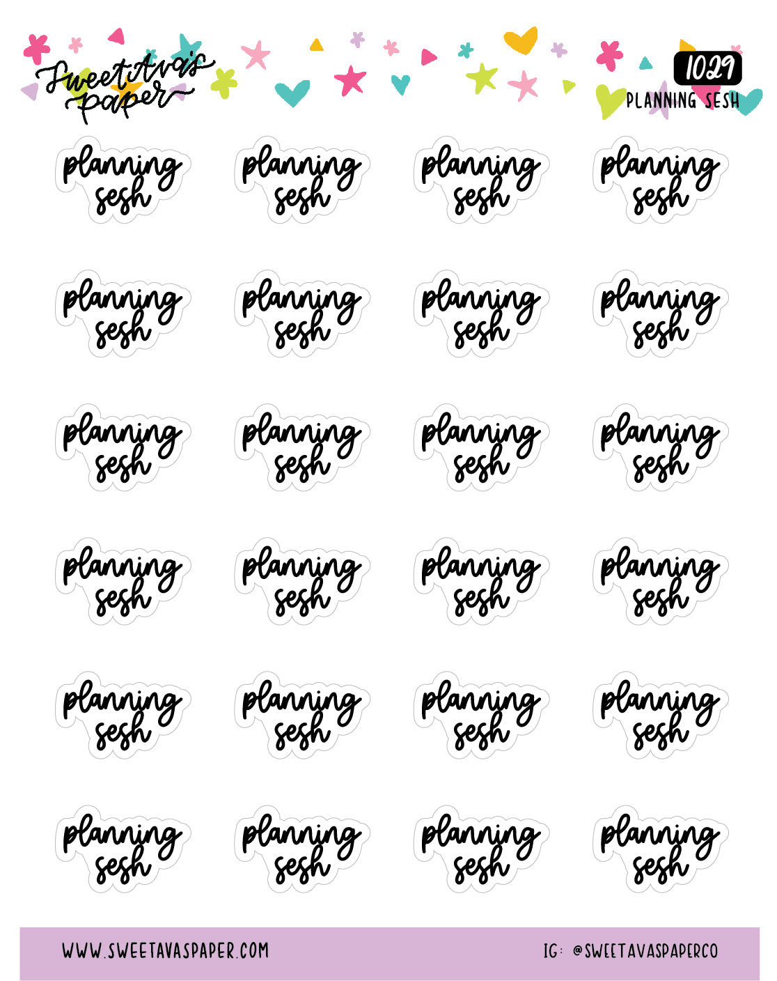 Planning Sesh Planner Stickers - Script / Text - [1029]