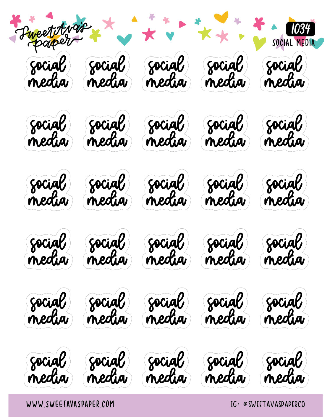 Social Media Planner Stickers - Script / Text - [1034]