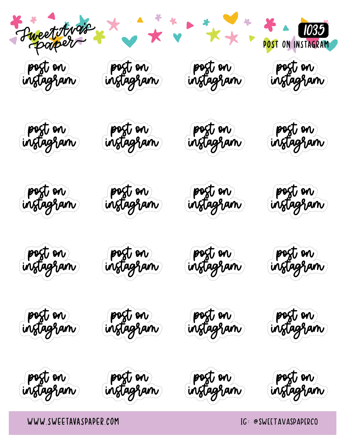 Post On Instagram Planner Stickers - Script / Text - [1035]