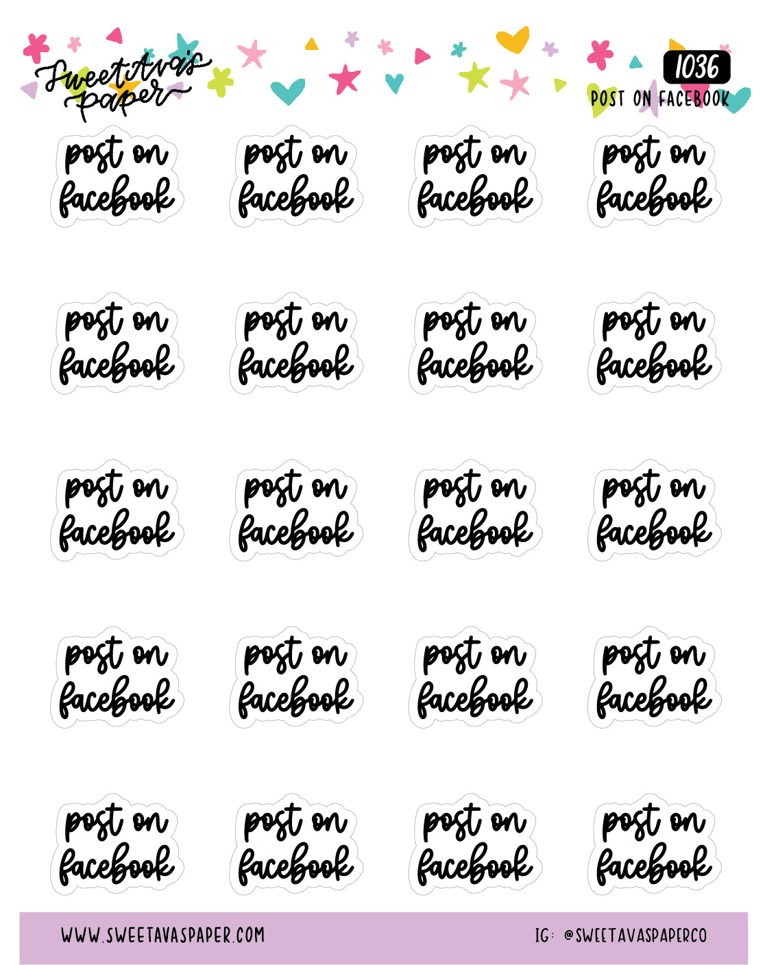 Post On Facebook Planner Stickers - Script / Text - [1036]