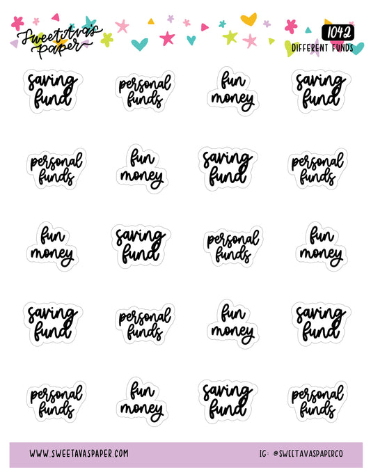 Savings Planner Stickers - Script / Text - [1042]