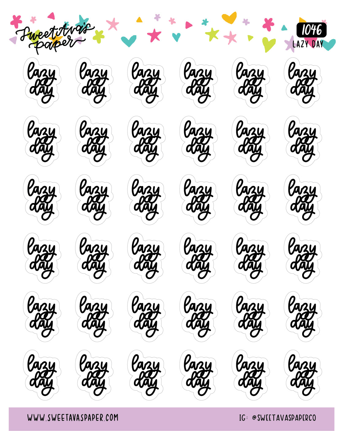Lazy Day Planner Stickers - Script / Text - [1046]