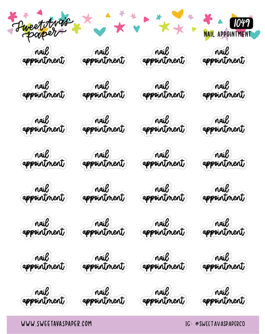 Nail Appointment Planner Stickers - Script / Text - [1049]