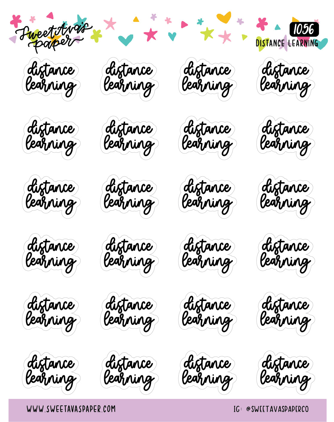 Distance Learning Planner Stickers - Script / Text - [1056]