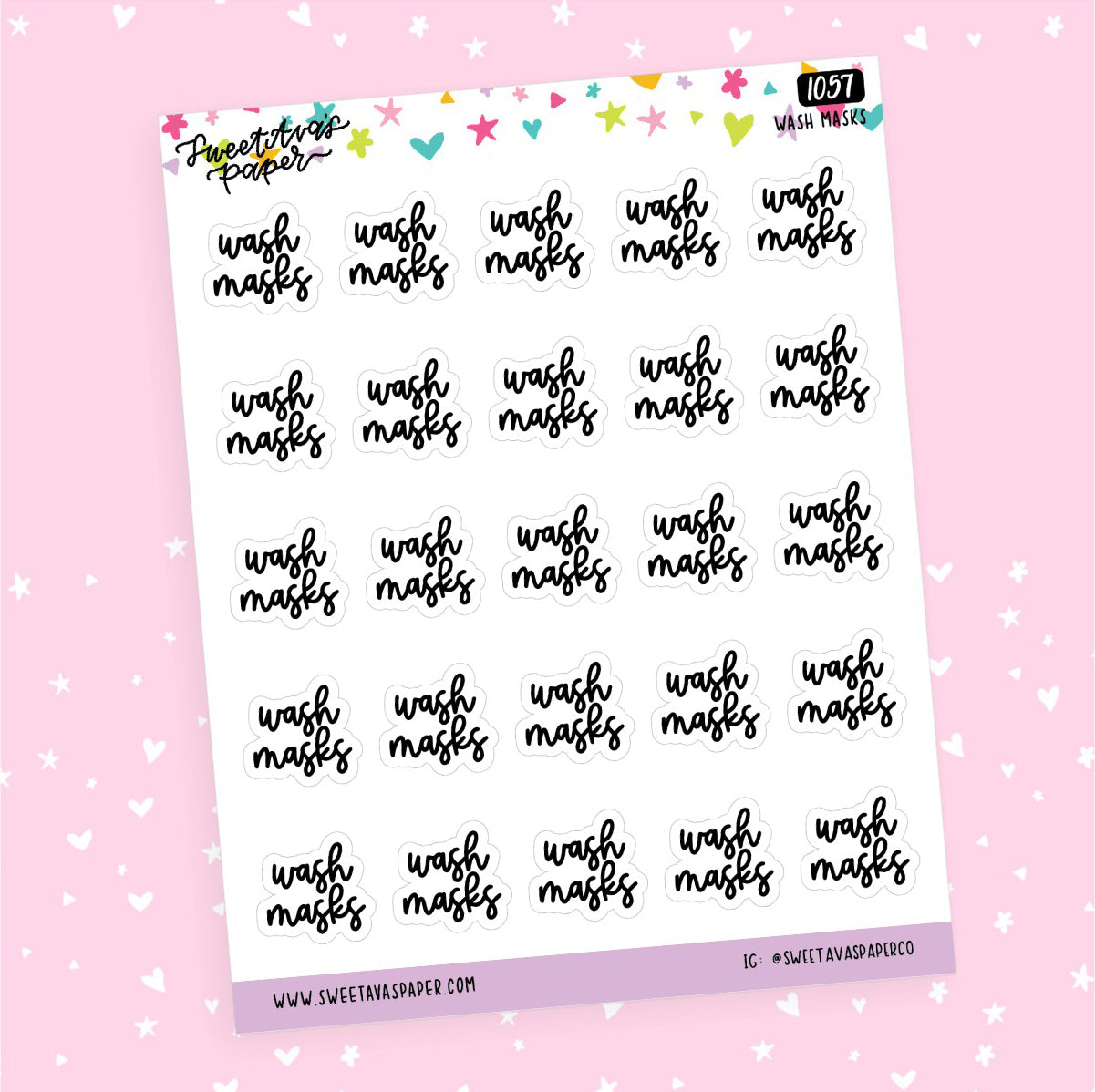 Wash Masks Planner Stickers - Script / Text - [1057]
