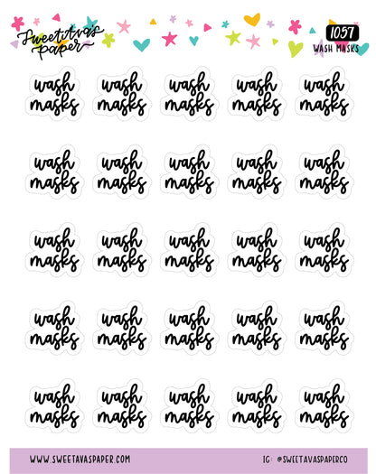 Wash Masks Planner Stickers - Script / Text - [1057]