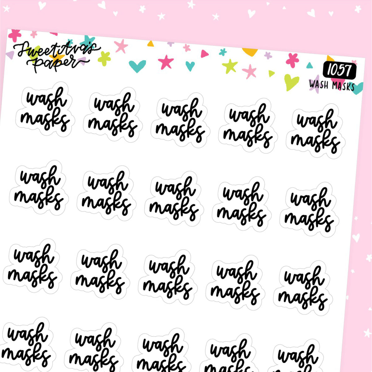 Wash Masks Planner Stickers - Script / Text - [1057]