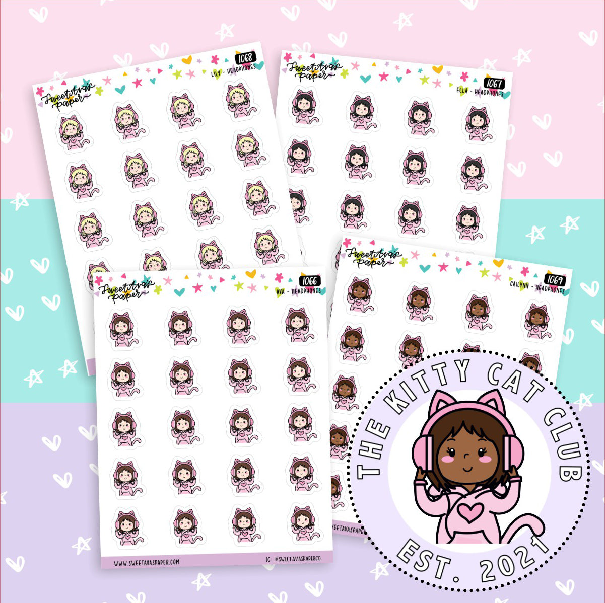 Headphones Planner Stickers - The Kitty Cat Club