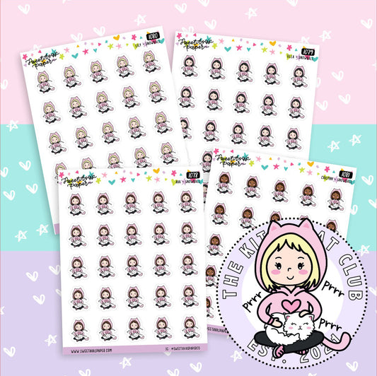 Petting Snowball Planner Stickers - The Kitty Cat Club & Snowball The Cat