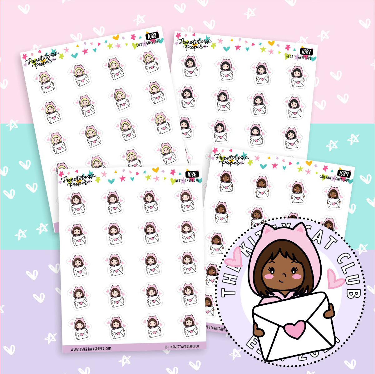 Envelope Planner Stickers - The Kitty Cat Club